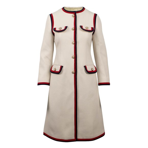 gucci wool coat with web
